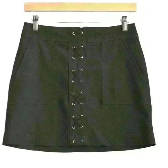 Express Dresses & Skirts - Express Olive Green Skirt Never worn, Lace up skirt size 2